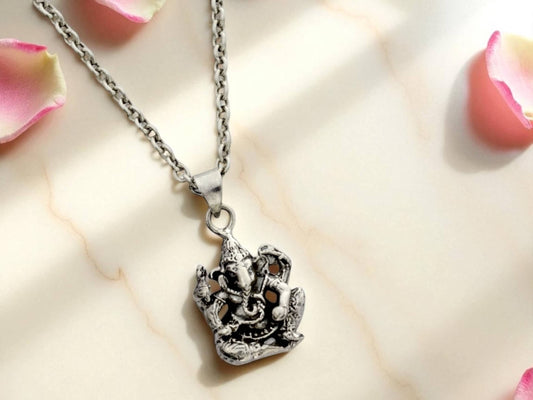 Azita 925 Sterling Silver God Ganesh Pendant for Men and Women |Omkara| without chain with Certificate of Authenticity and 925 Stamp