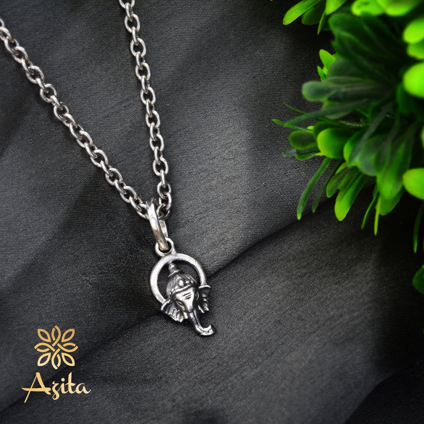 Azita 925 Sterling Silver God Ganesh Pendant for Men and Women| Ganesh Face| Without Chain| With Certificate of Authenticity and 925 Stamp.