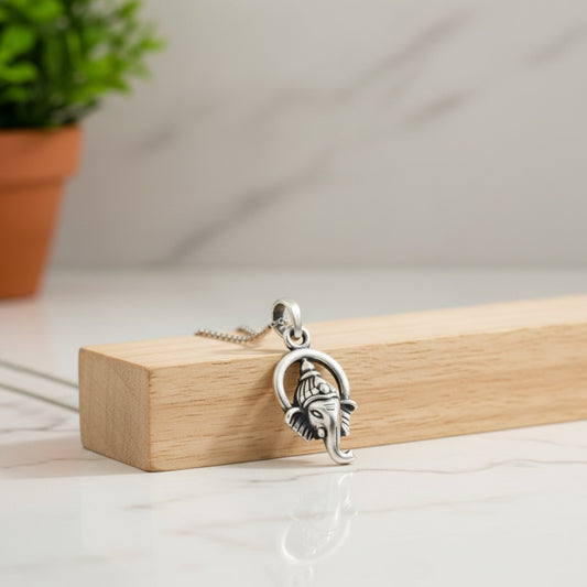 Azita 925 Sterling Silver God Ganesh Pendant for Men and Women| Ganesh Face| Without Chain| With Certificate of Authenticity and 925 Stamp.
