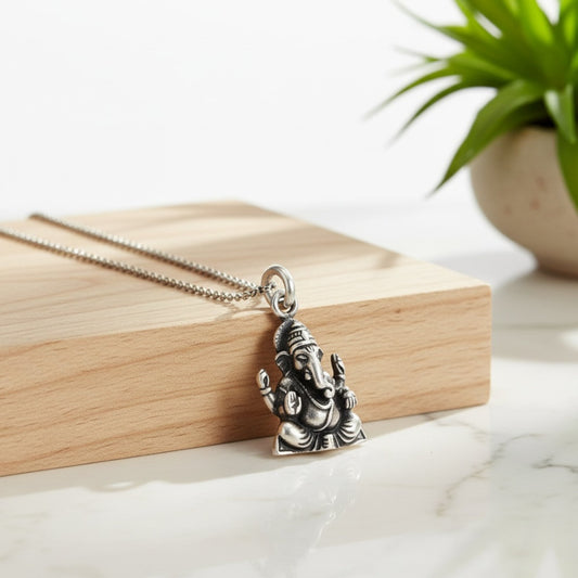 Azita 925 Sterling Silver God Ganesh Pendant for Men and Women| Nandana| Without Chain| with Certificate of Authenticity and 925 Stamp.