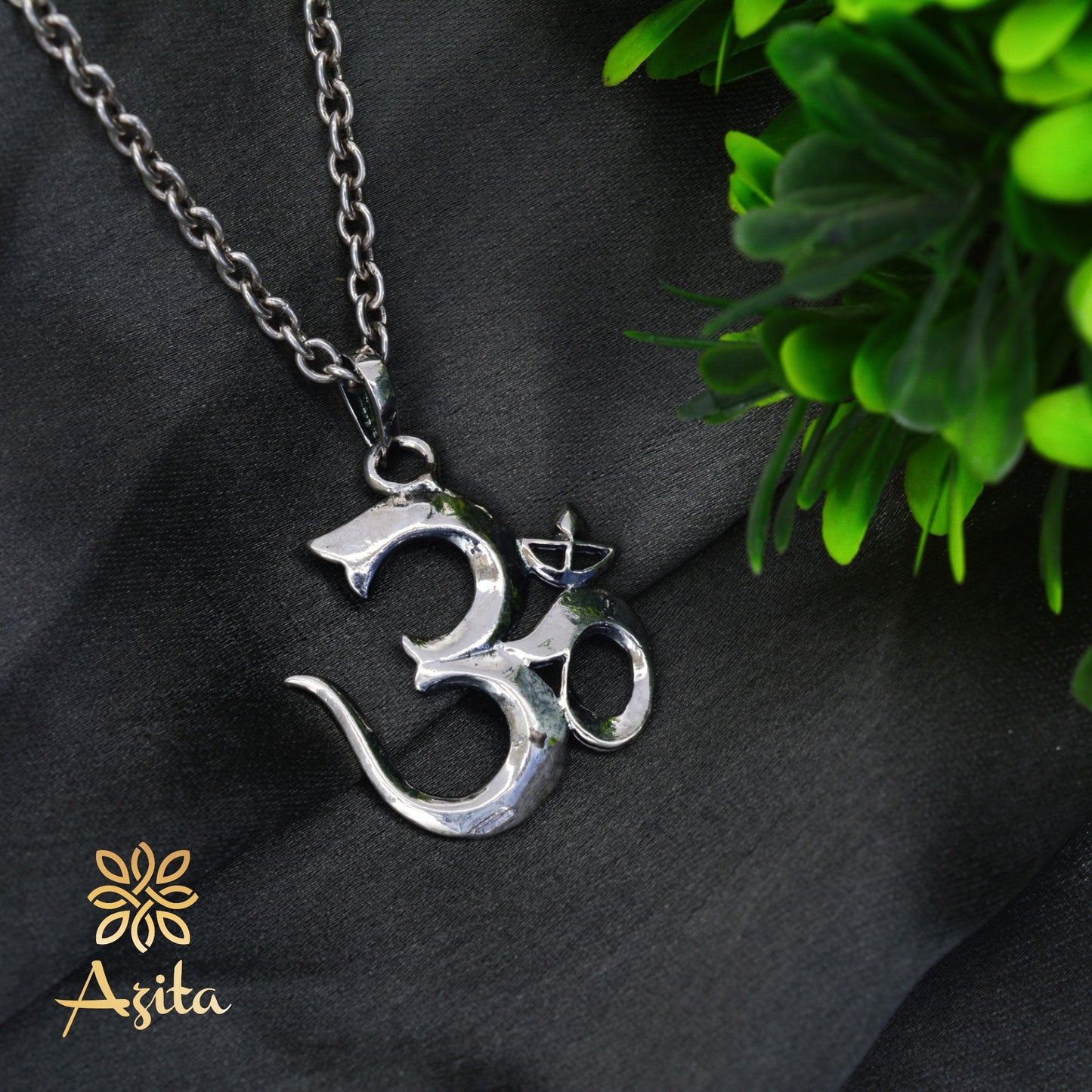 Azita 925 Sterling Silver Divine Om Pendant for Men and Women| Large| Without Chain| With Certificate of Authenticity and 925 Stamp.