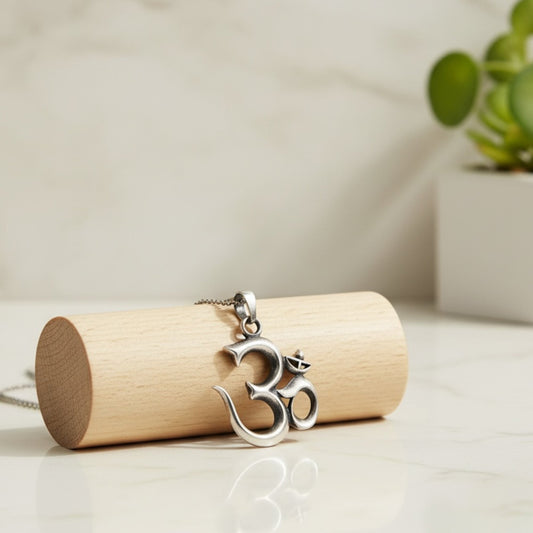 Azita 925 Sterling Silver Divine Om Pendant for Men and Women| Large| Without Chain| With Certificate of Authenticity and 925 Stamp.