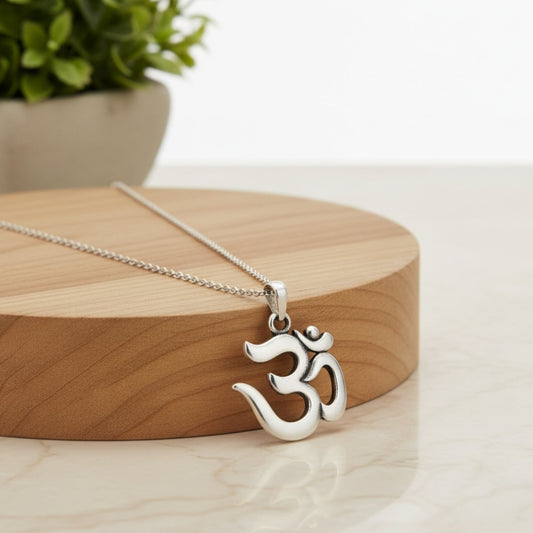 Azita 925 Sterling Silver Divine Om Pendant for Men and Women| Medium| Without Chain| With Certificate of Authenticity and 925 Stamp.