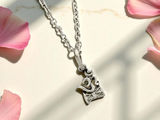 Azita 925 Sterling Silver Divine Om Pendant for Men and Women | With Shiv Damru| Without Chain| With Certificate of Authenticity and 925 Stamp.