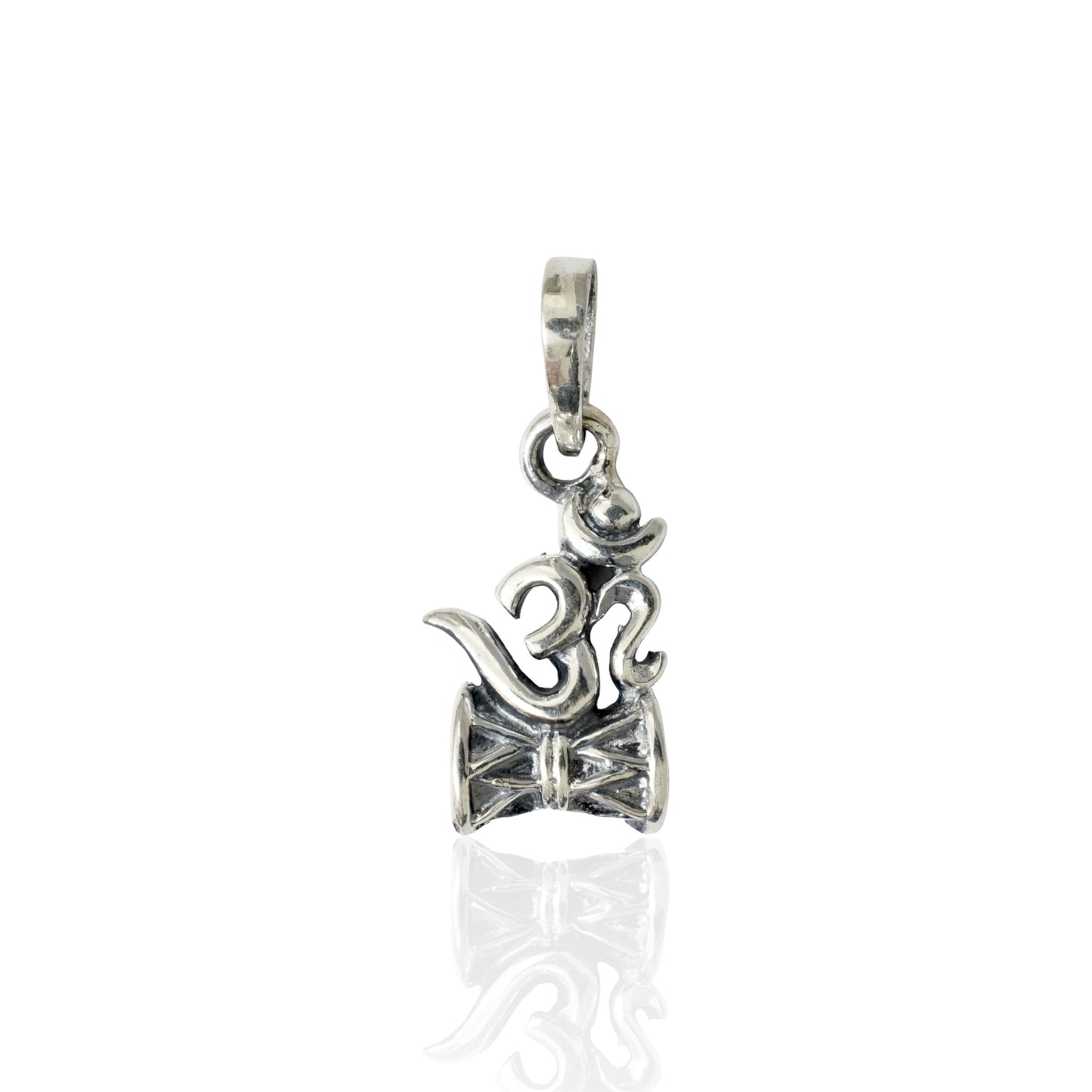 Azita 925 Sterling Silver Divine Om Pendant for Men and Women | With Shiv Damru| Without Chain| With Certificate of Authenticity and 925 Stamp.