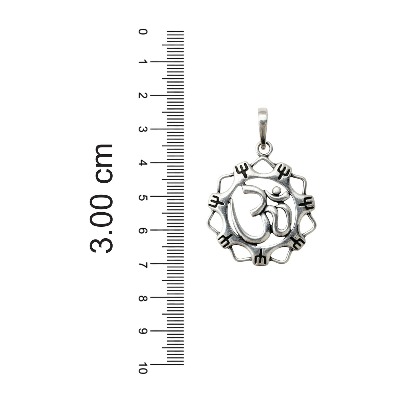 Azita 925 Sterling Silver Divine Om Pendant for Men and Women | With Shiv Trishul Flower| Without Chain| With Certificate of Authenticity and 925 Stamp.