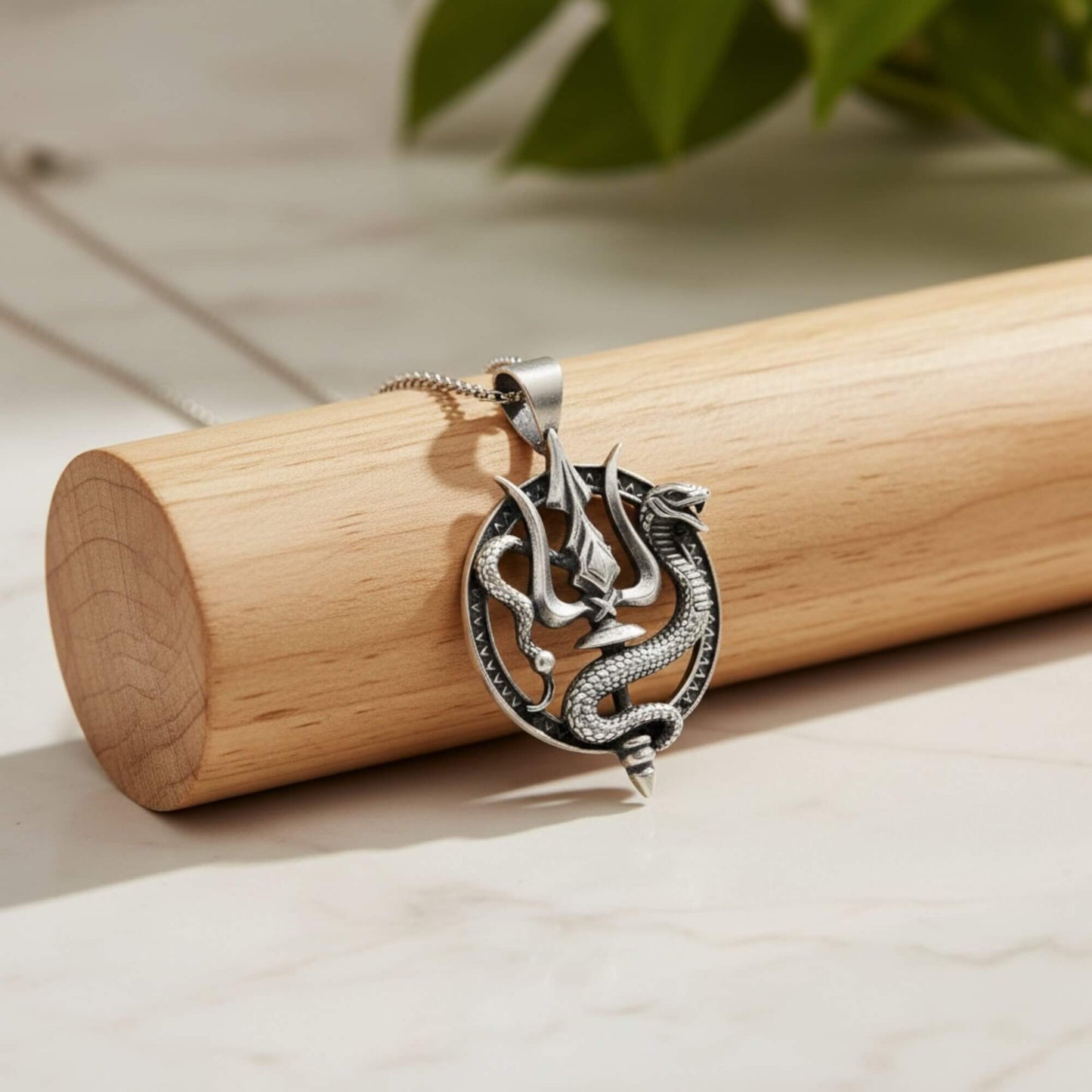 Azita 925 Sterling Silver God Shiv Trishul with Vasuki Pendant for Men and Women| Without Chain| With Certificate Of Authenticity and BIS Hallmarked