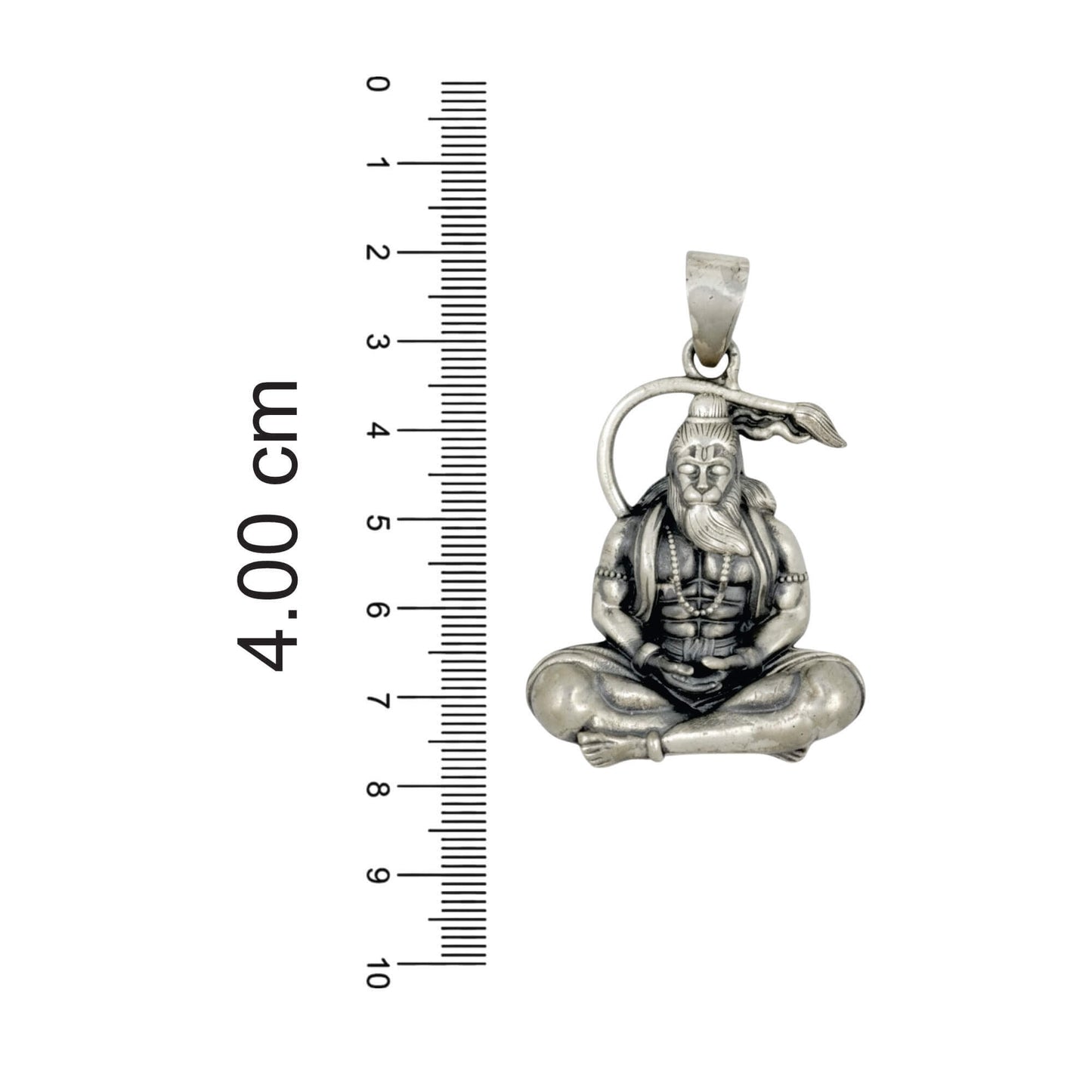 Azita 925 Sterling Silver God Hanuman Pendant for Men and Women| Meditating Hanuman | Without Chain| With Certificate Of Authenticity and BIS Hallmark