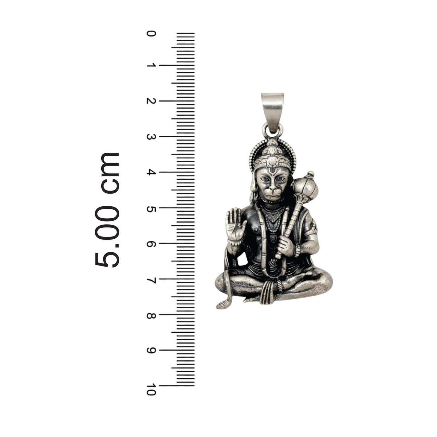 Azita 925 Sterling Silver God Hanuman Pendant for Men and Women| Sitting Hanuman | Without Chain| With Certificate Of Authenticity and BIS Hallmark