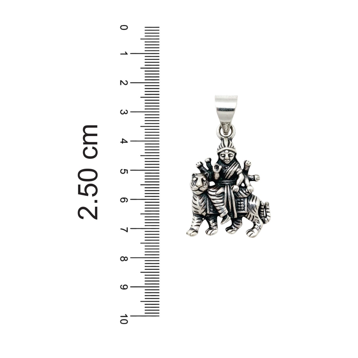 Azita 925 Sterling Silver Goddess Durga Maa Pendant for Men and Women| Without chain | With Certificate of Authenticity and BIS Hallmark.