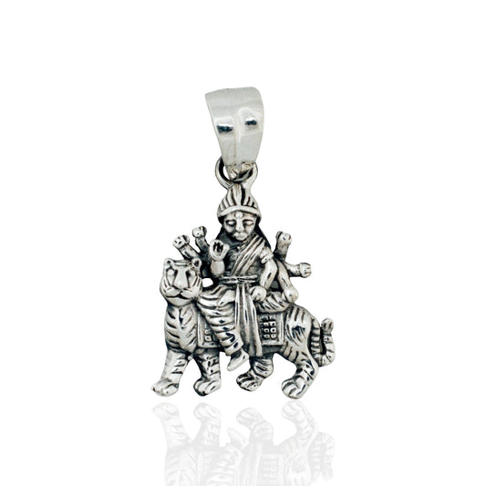 Azita 925 Sterling Silver Goddess Durga Maa Pendant for Men and Women| Without chain | With Certificate of Authenticity and BIS Hallmark.