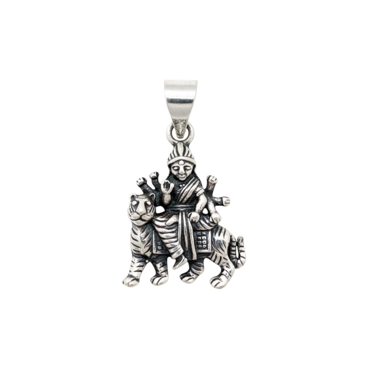 Azita 925 Sterling Silver Goddess Durga Maa Pendant for Men and Women| Without chain | With Certificate of Authenticity and BIS Hallmark.