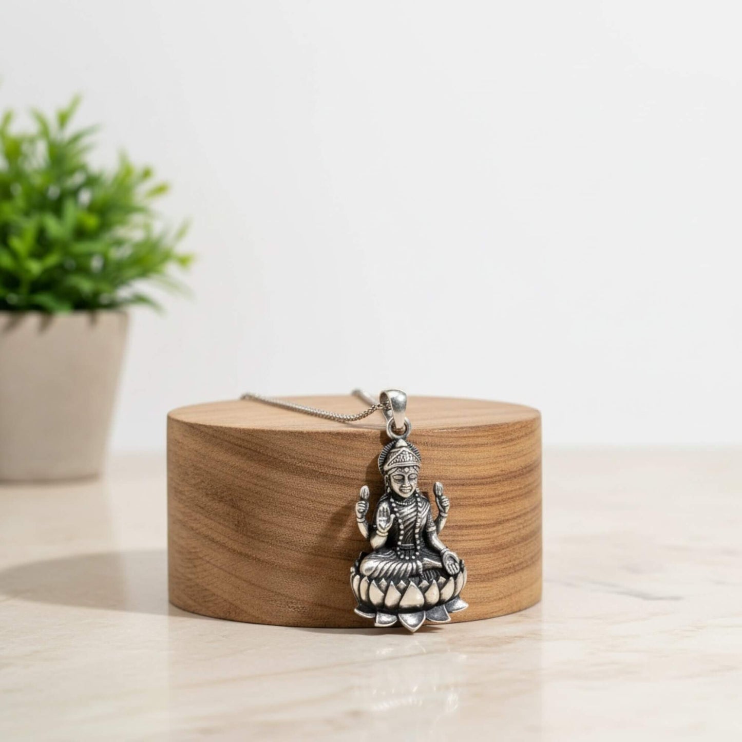 Azita 925 Sterling Silver Goddess Lakshmi Maa Pendant for Men and Women| Without chain | With Certificate of Authenticity and BIS Hallmark.