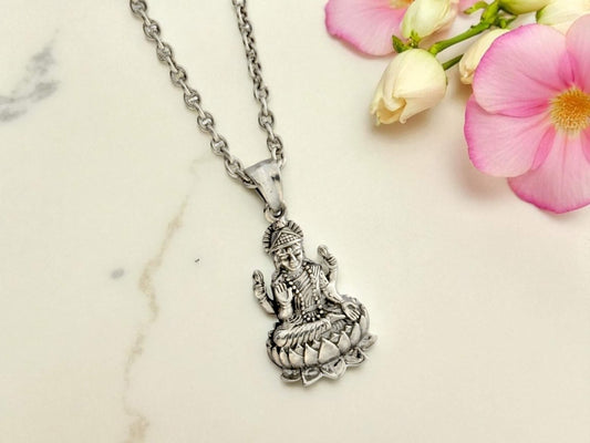 Azita 925 Sterling Silver Goddess Lakshmi Maa Pendant for Men and Women| Without chain | With Certificate of Authenticity and BIS Hallmark.