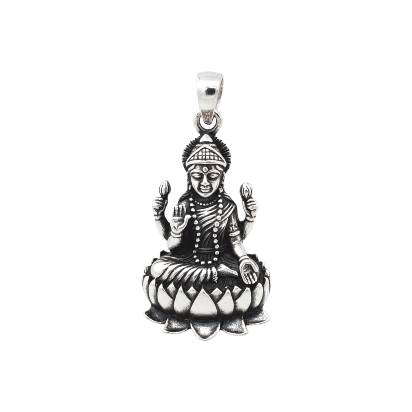 Azita 925 Sterling Silver Goddess Lakshmi Maa Pendant for Men and Women| Without chain | With Certificate of Authenticity and BIS Hallmark.