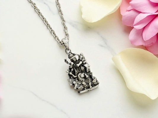 Azita 925 Sterling Silver Goddess Kali Maa Pendant for Men and Women| Without chain | With Certificate of Authenticity and BIS Hallmark.