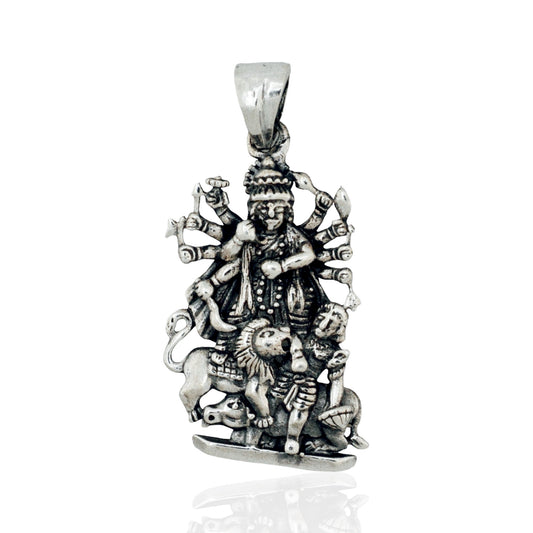 Azita 925 Sterling Silver Goddess Kali Maa Pendant for Men and Women| Without chain | With Certificate of Authenticity and BIS Hallmark.