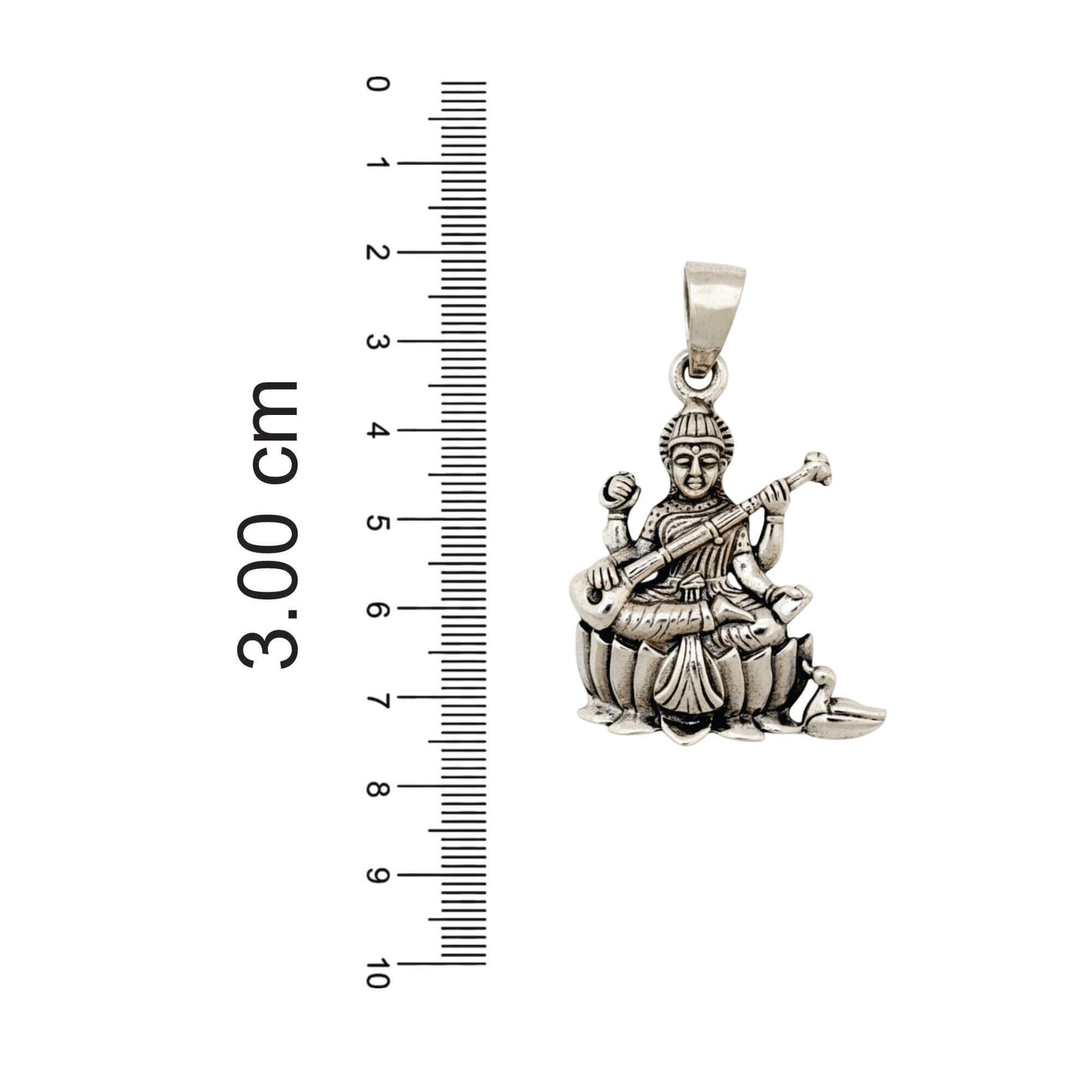 Azita 925 Sterling Silver Goddess Swaraswati Maa Pendant for Men and Women| Without chain | With Certificate of Authenticity and BIS Hallmark.