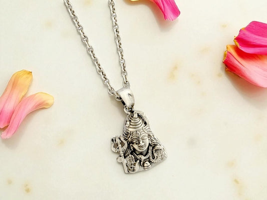 Azita 925 Sterling Silver God Shivji Pendant for Men and Women | Bholenath | Without chain | With Certificate of Authenticity and BIS Hallmark.