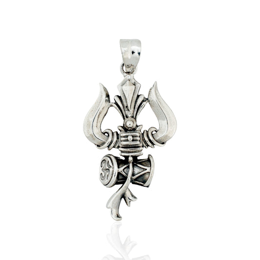 Azita 925 Sterling Silver God Shiv Trishul Pendant for Men and Women | Without chain | With Certificate of Authenticity and BIS Hallmark.