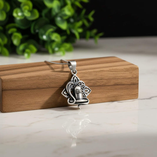 Azita 925 Sterling Silver God Shiv Shivling Pendant for Men and Women | Small | Without chain | With Certificate of Authenticity and BIS Hallmark.
