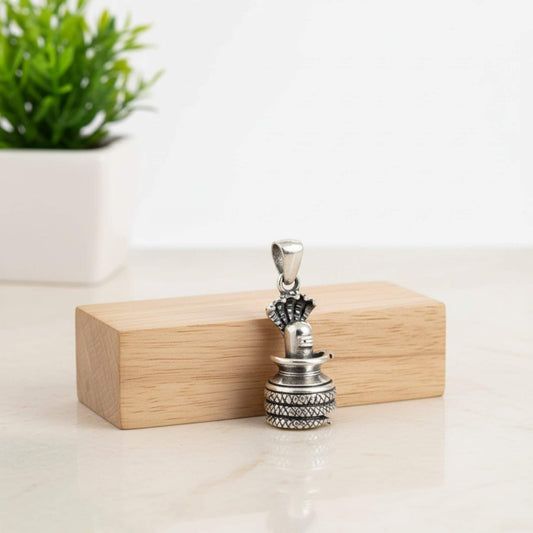Azita 925 Sterling Silver God Shiv Shivling Pendant for Men and Women | Large | Without chain | With Certificate of Authenticity and BIS Hallmark.