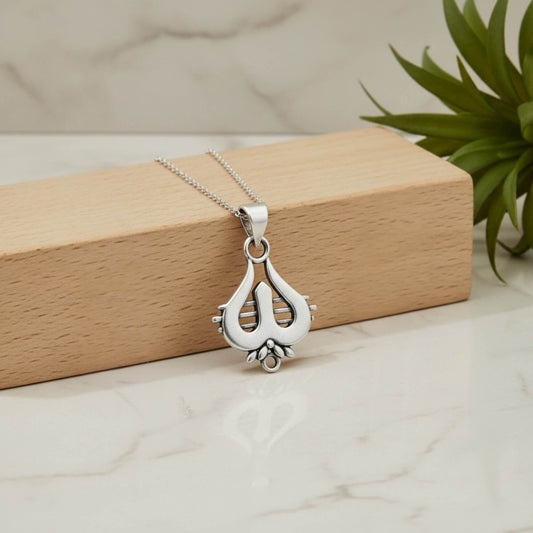 Azita 925 Sterling Silver God Shiv Trishul Pendant for Men and Women | Small | Without Chain | with Certificate of Authenticity and BIS Hallmark.