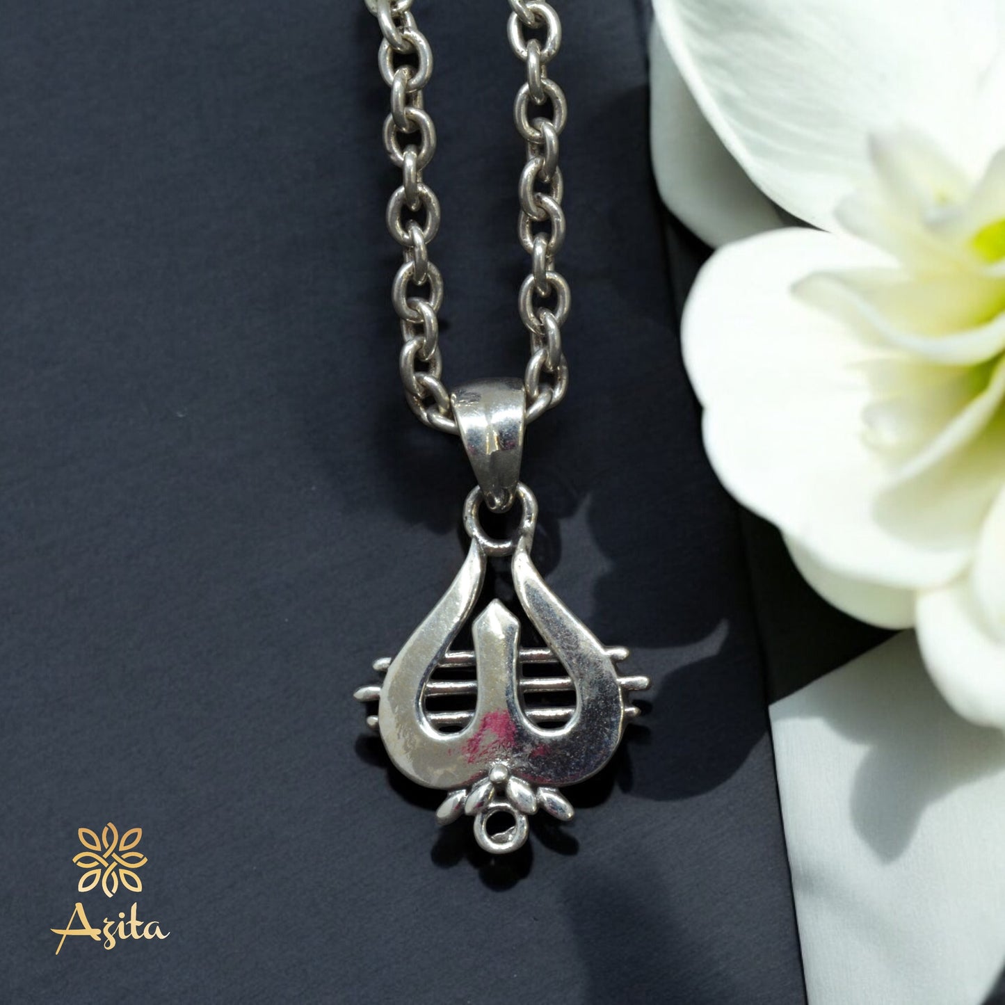 Azita 925 Sterling Silver God Shiv Trishul Pendant for Men and Women | Small | Without Chain | with Certificate of Authenticity and BIS Hallmark.
