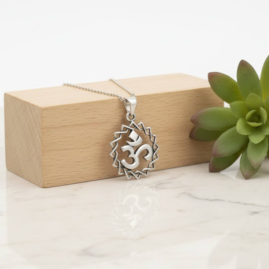 Azita 925 Sterling Silver Divine Om Pendant for Men and Women | Without Chain | with Certificate of Authenticity and BIS Hallmark.