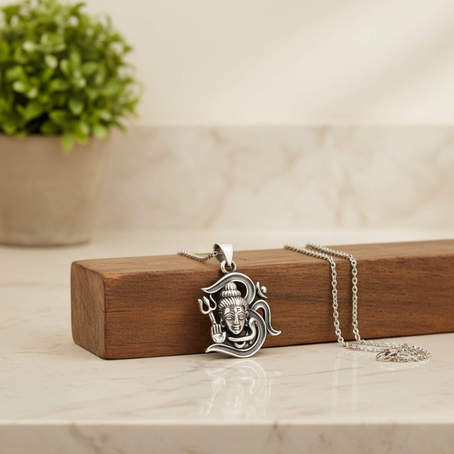 Azita 925 Sterling Silver Divine Om Pendant for Men and Women | Om with Shivji | Without Chain | with Certificate of Authenticity and BIS Hallmark.