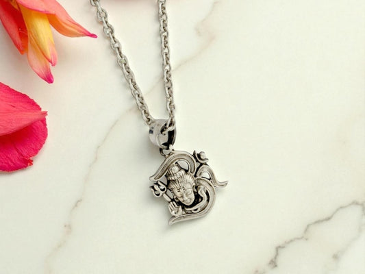 Azita 925 Sterling Silver Divine Om Pendant for Men and Women | Om with Shivji | Without Chain | with Certificate of Authenticity and BIS Hallmark.