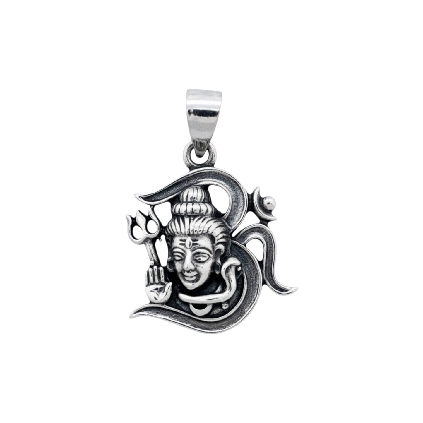 Azita 925 Sterling Silver Divine Om Pendant for Men and Women | Om with Shivji | Without Chain | with Certificate of Authenticity and BIS Hallmark.