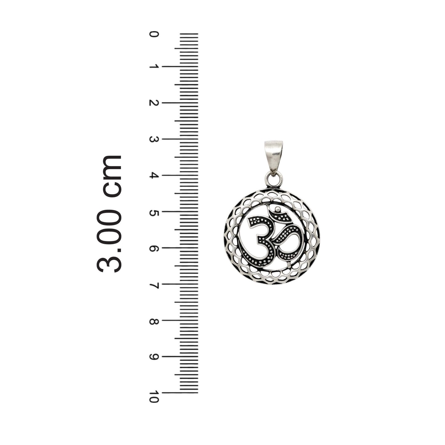 Azita 925 Sterling Silver Divine Om Pendant for Men and Women | Om with Jali Small | Without Chain | with Certificate of Authenticity and BIS Hallmark.