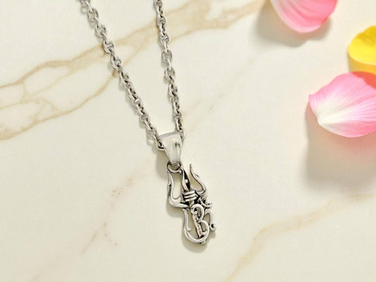 Azita 925 Sterling Silver Divine Om Pendant for Men and Women | Om with Shiv Trishul | Without Chain | with Certificate of Authenticity and BIS Hallmark.
