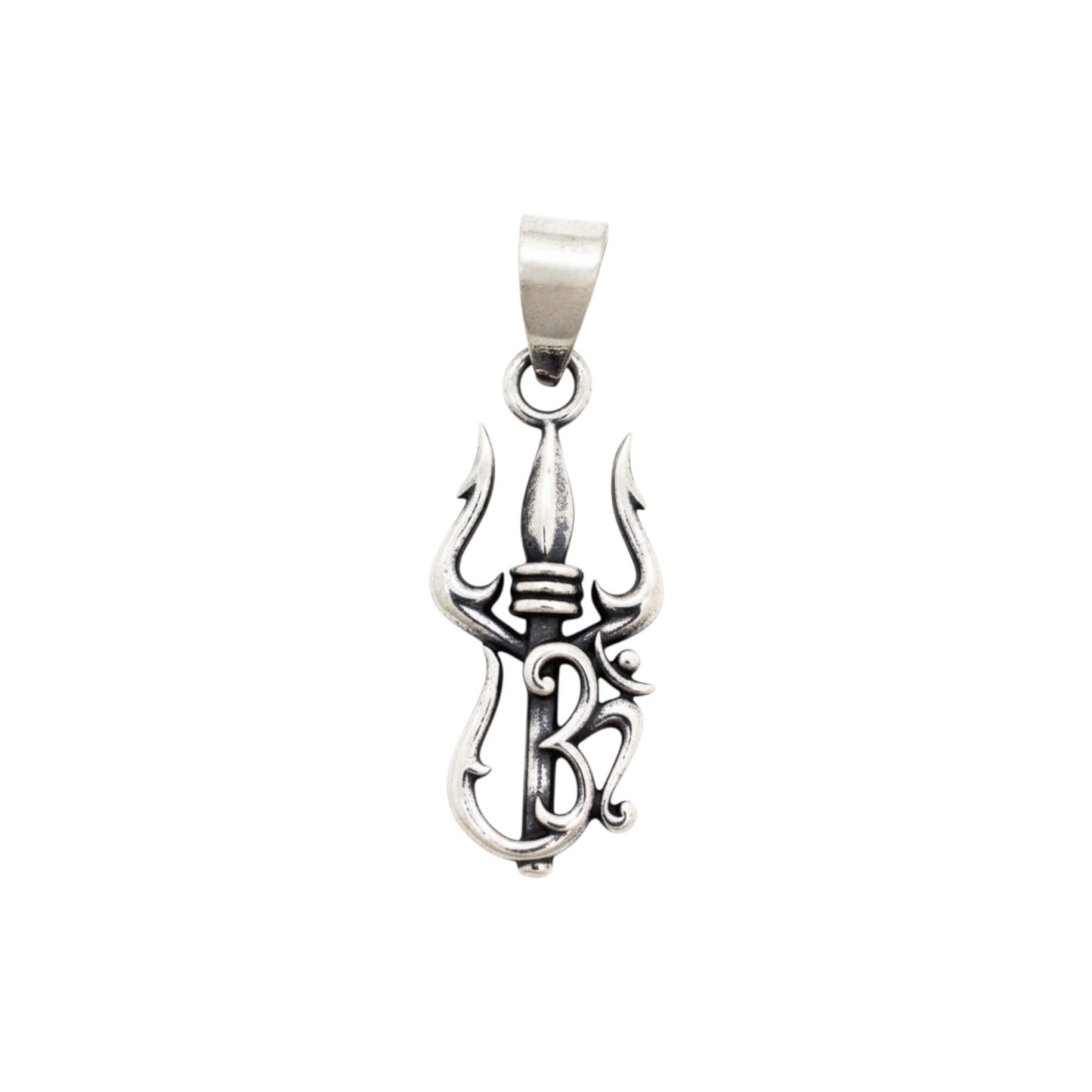 Azita 925 Sterling Silver Divine Om Pendant for Men and Women | Om with Shiv Trishul | Without Chain | with Certificate of Authenticity and BIS Hallmark.