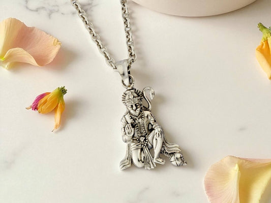 Azita 925 Sterling Silver God Hanuman Pendant for Men and Women | Medium | Without Chain | with Certificate of Authenticity and BIS Hallmark.
