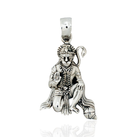 Azita 925 Sterling Silver God Hanuman Pendant for Men and Women | Medium | Without Chain | with Certificate of Authenticity and BIS Hallmark.