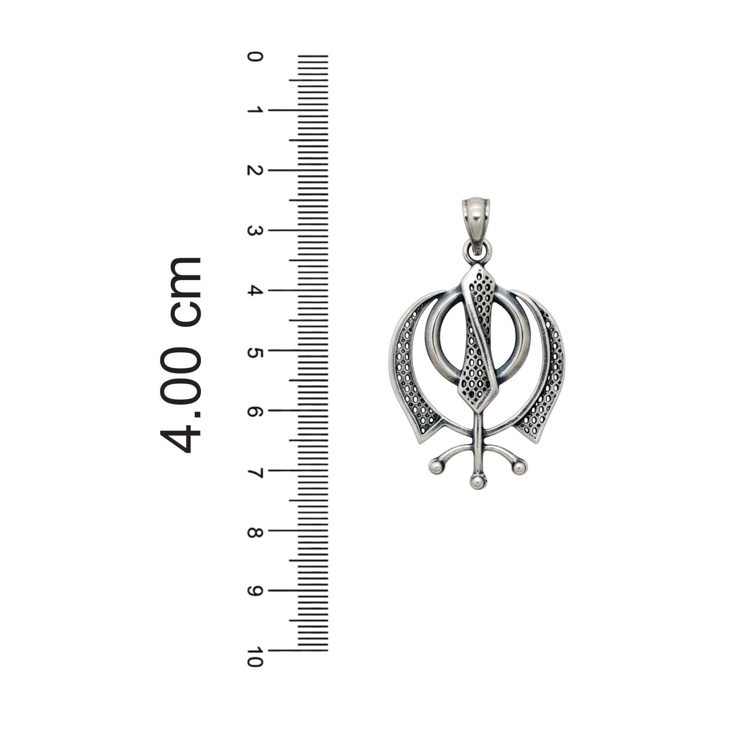 Azita 925 Sterling Silver Sikhism Khanda/Khalsa Pendant for Men and Women | Big | Without Chain | with Certificate of Authenticity and BIS Hallmark.