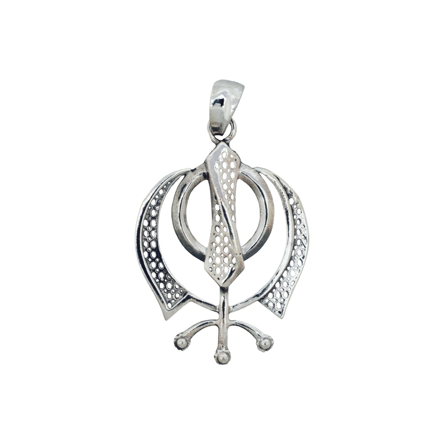 Azita 925 Sterling Silver Sikhism Khanda/Khalsa Pendant for Men and Women | Big | Without Chain | with Certificate of Authenticity and BIS Hallmark.