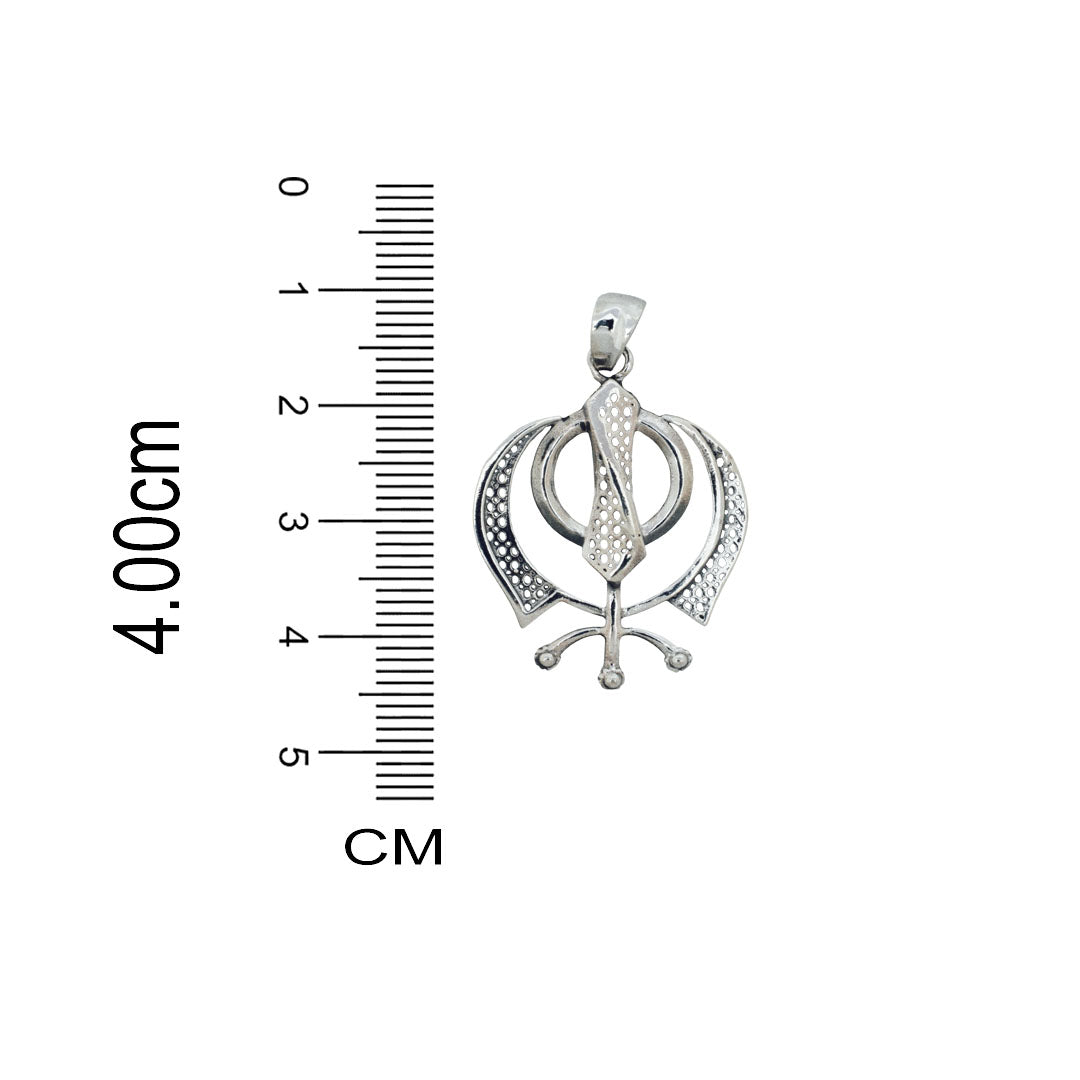 Azita 925 Sterling Silver Sikhism Khanda/Khalsa Pendant for Men and Women | Big | Without Chain | with Certificate of Authenticity and BIS Hallmark.