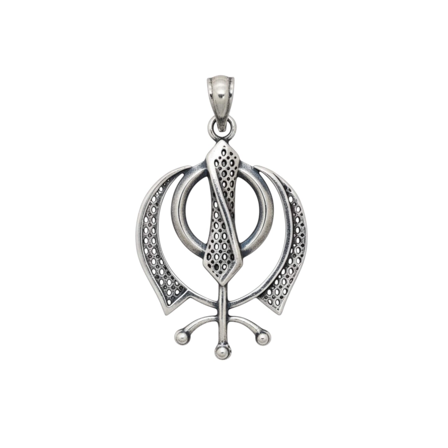 Azita 925 Sterling Silver Sikhism Khanda/Khalsa Pendant for Men and Women | Big | Without Chain | with Certificate of Authenticity and BIS Hallmark.