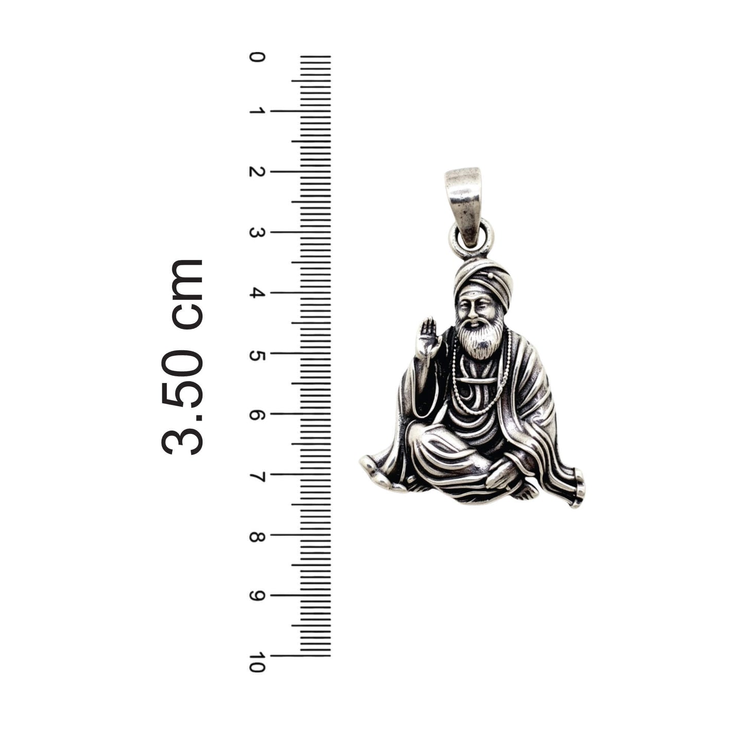 Azita 925 Sterling Silver God Gurunanak dev ji Pendant for Men and Women | Without Chain | with Certificate of Authenticity and BIS Hallmark.