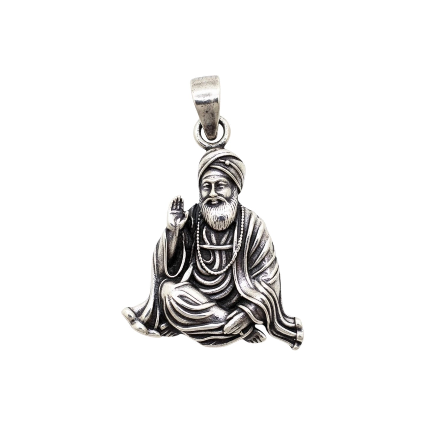Azita 925 Sterling Silver God Gurunanak dev ji Pendant for Men and Women | Without Chain | with Certificate of Authenticity and BIS Hallmark.