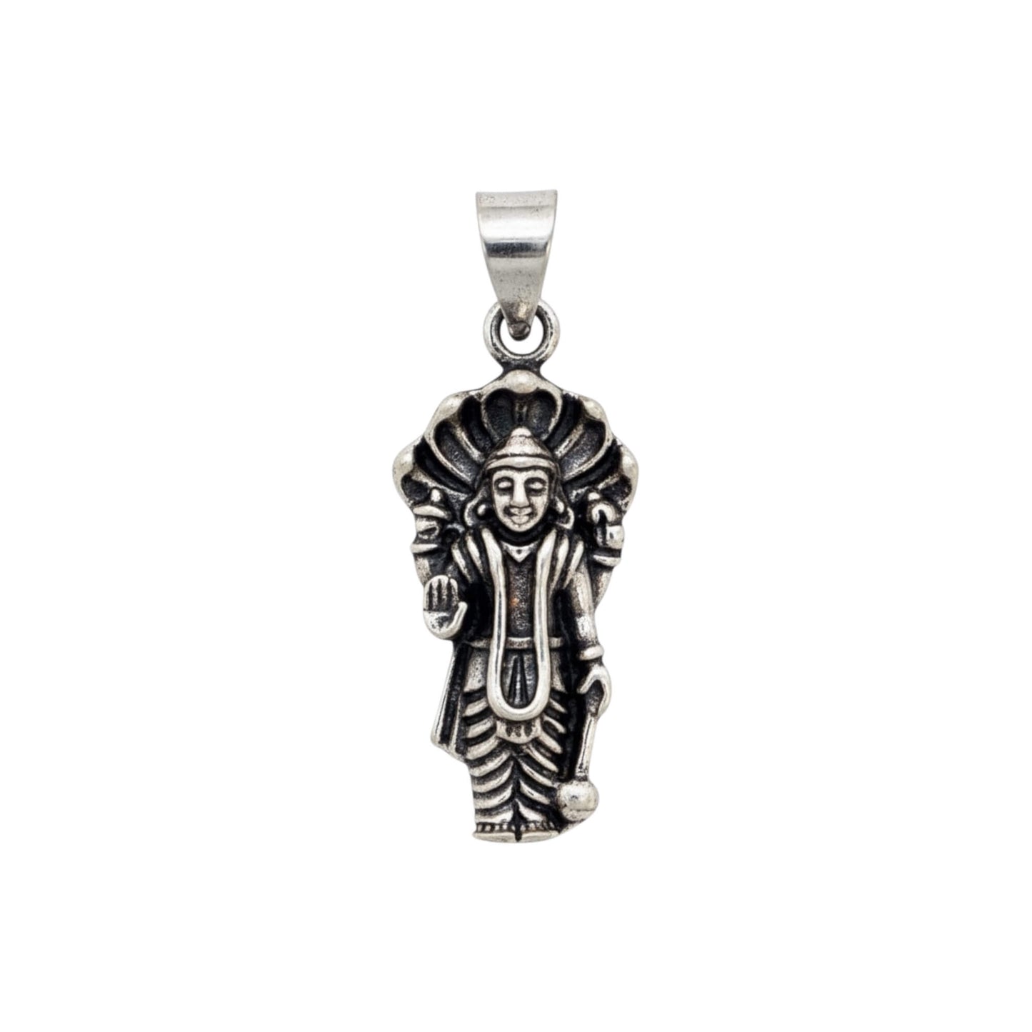 Azita 925 Sterling Silver God Vishnu Pendant for Men and Women | Small | Without Chain | with Certificate of Authenticity and BIS Hallmark.