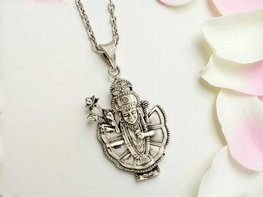 Azita 925 Sterling Silver God Kirshna Pendant for Men and Women | Shreenath Ji Big | Without Chain | with Certificate of Authenticity and BIS Hallmark.