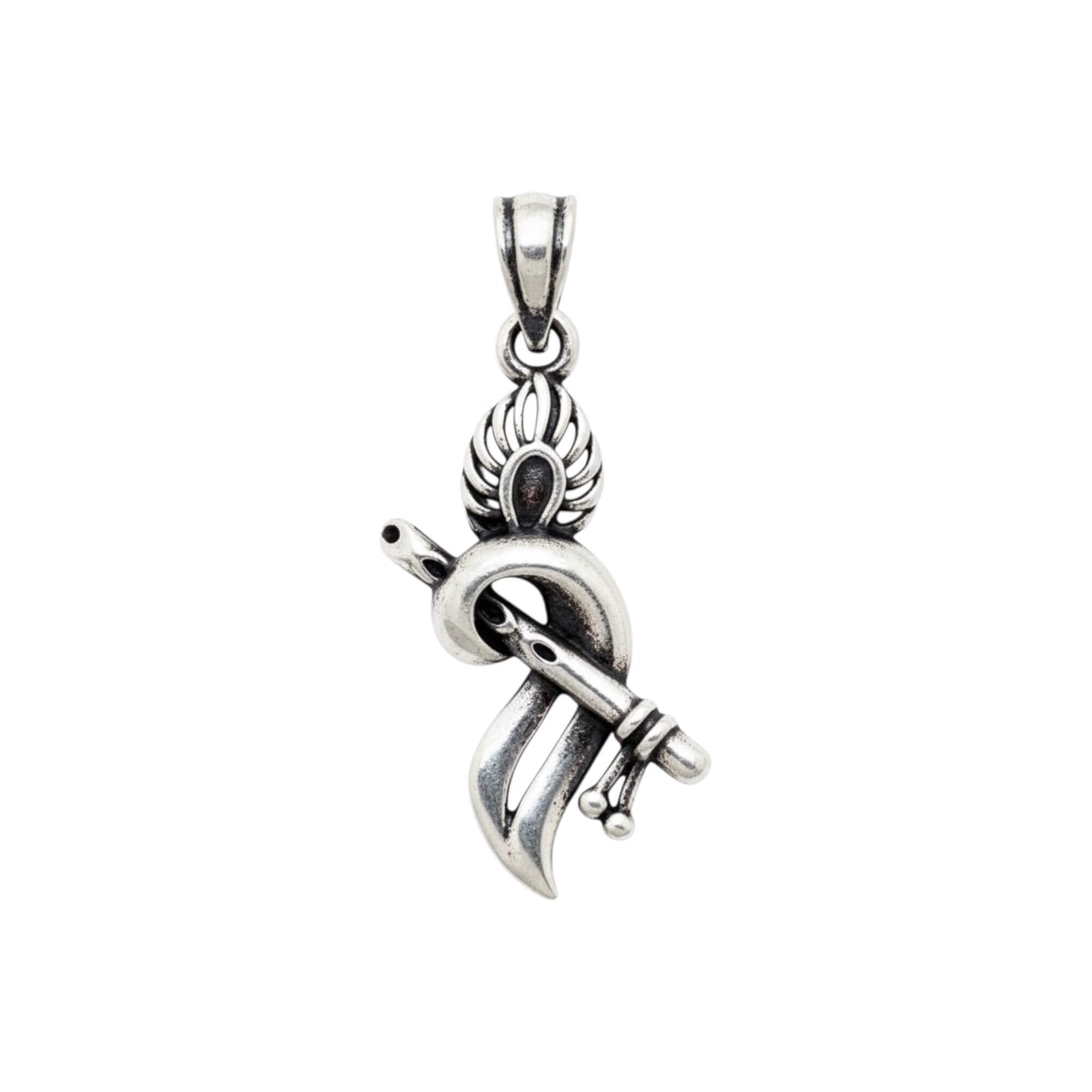 Azita 925 Sterling Silver God Kirshna Flute/Bansuri Pendant for Men and Women | Without Chain | with Certificate of Authenticity and BIS Hallmark.