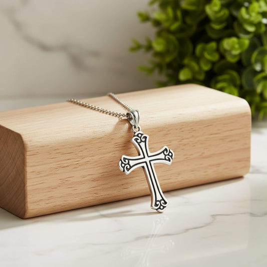 Azita 925 Sterling Silver Christian Cross Pendant for Men and Women | Cross Pendant-5 | Without Chain | with Certificate of Authenticity and BIS Hallmark.