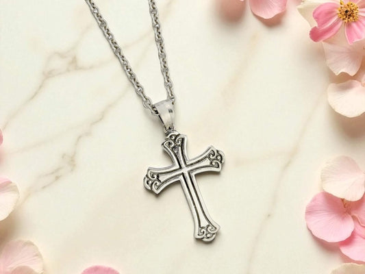Azita 925 Sterling Silver Christian Cross Pendant for Men and Women | Cross Pendant-5 | Without Chain | with Certificate of Authenticity and BIS Hallmark.