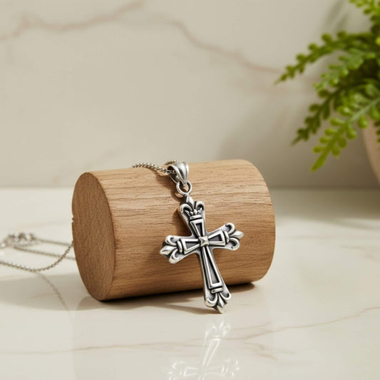 Azita 925 Sterling Silver Christian Cross Pendant for Men and Women | Cross Pendant-6 | Without Chain | with Certificate of Authenticity and BIS Hallmark.