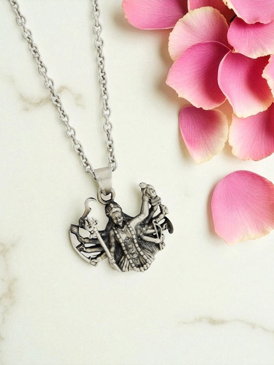 Azita 925 Sterling Silver Goddess Kali Maa Pendant for Men and Women| Without chain | With Certificate of Authenticity and BIS Hallmark.